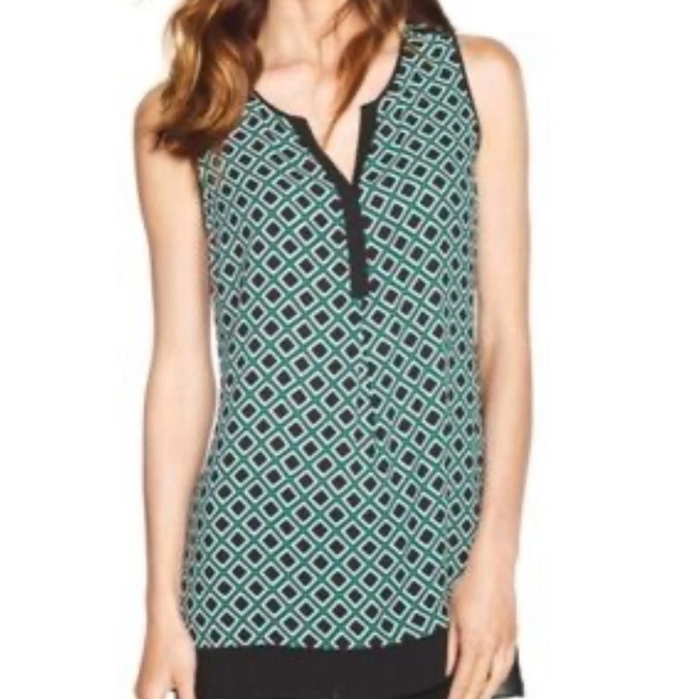 White House Black Market Geometric Patterned Sleeveless Tunic Top